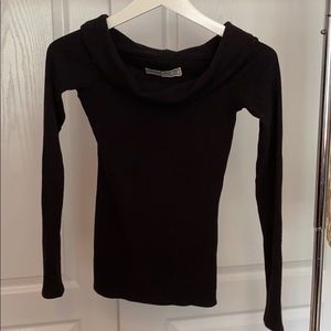 black ribbed off the shoulder sweater